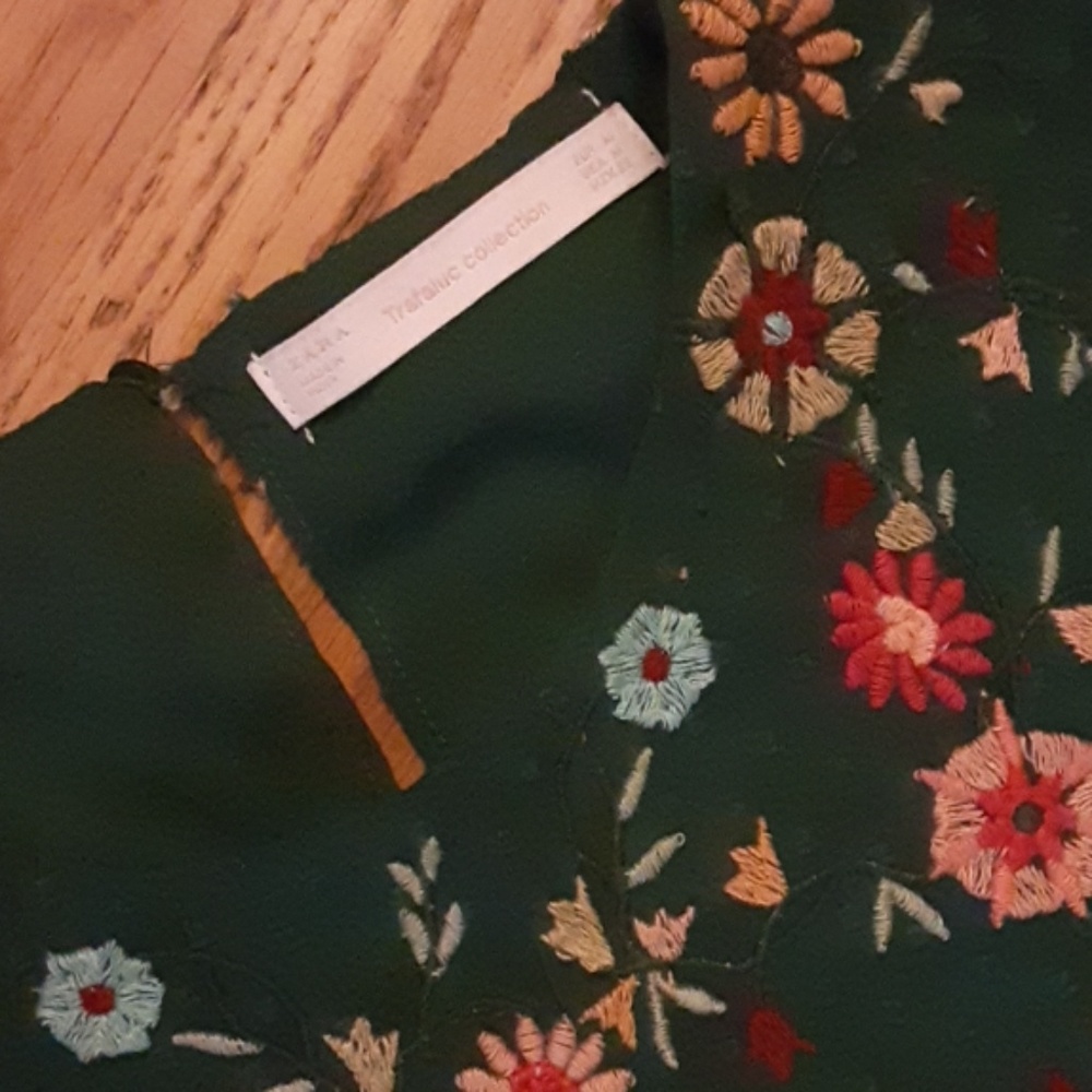 NWOT zara green dress floral - Picture 3 of 8